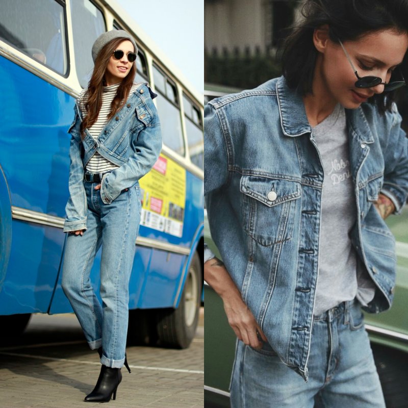 Fete cu aspect total de denim