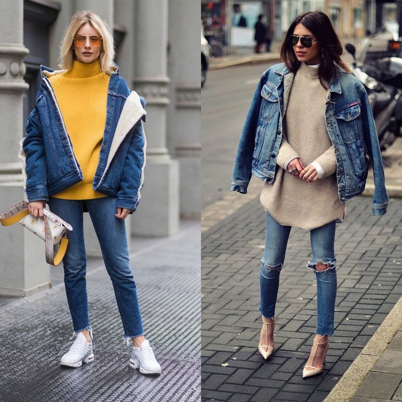 Veste en jean oversize à ressorts