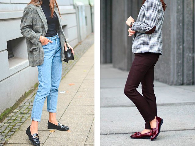 Mocassins avec un pantalon et un jean