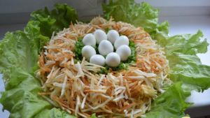 Salade de nymphé aux oeufs de caille