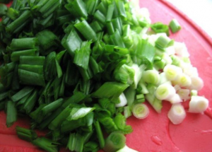 Tartes à l'œuf et aux oignons verts