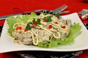 Tong- en Champignonsalade