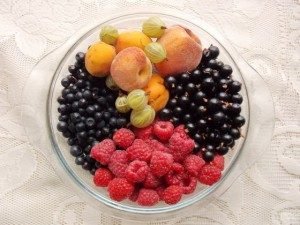 Tarte met vier kleuren bessen-fruit-wrongel