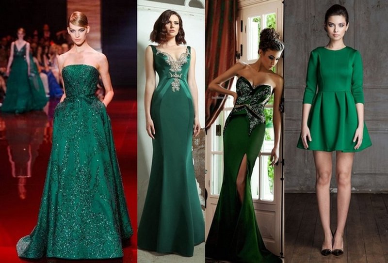 Vestidos de color verde oscuro para la imagen de Año Nuevo.