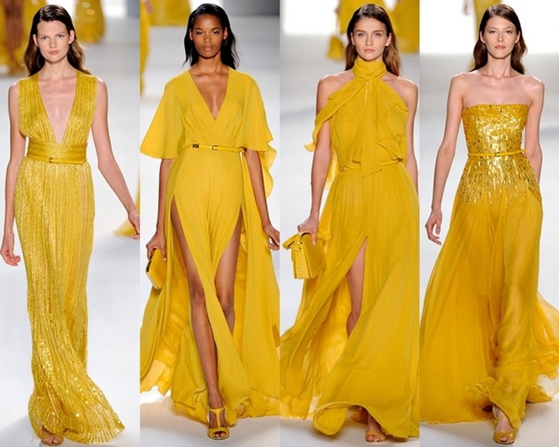 Una selección de vestidos en colores amarillos.