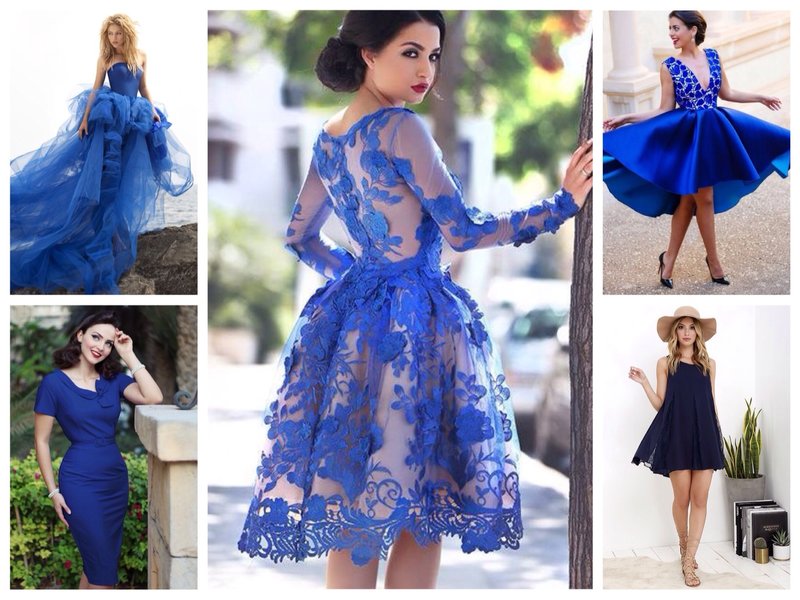 Vestidos azules de varios estilos.