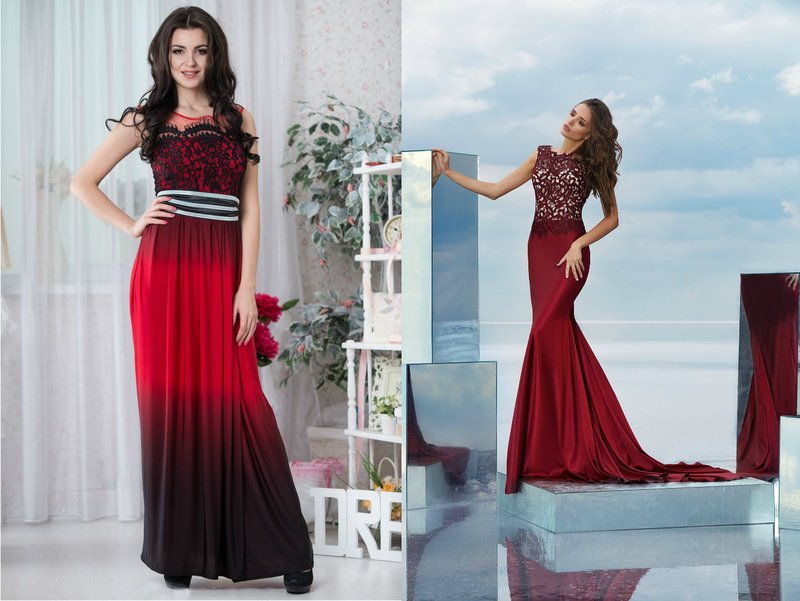 Rochie de bal cu lungime de podea din Burgundy