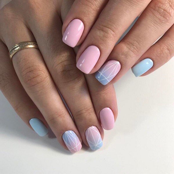 Ombre sur les ongles courts