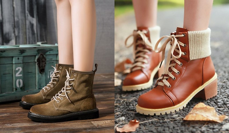 Belles bottes d'automne avec laçage