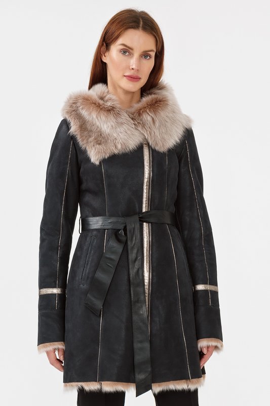 سترة Shearling مع الفراء مزيج