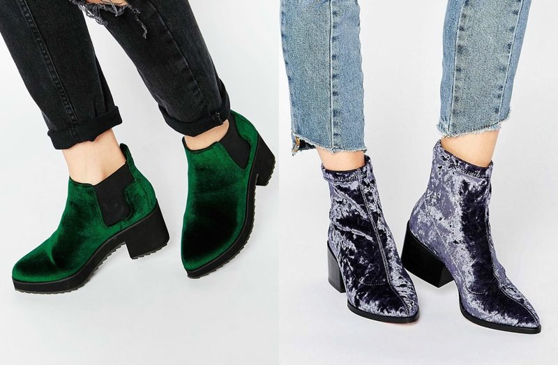 Bottes en velours: mannequins et couleurs actuelles