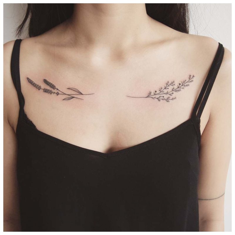 Tatouage de la clavicule des deux côtés