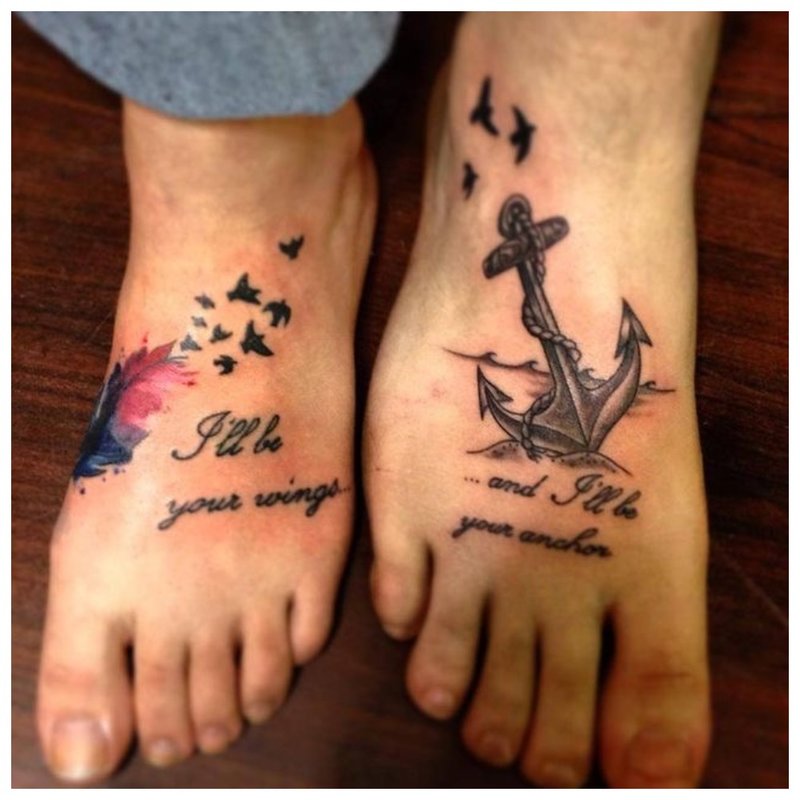 Tatouage sur la jambe pour un couple