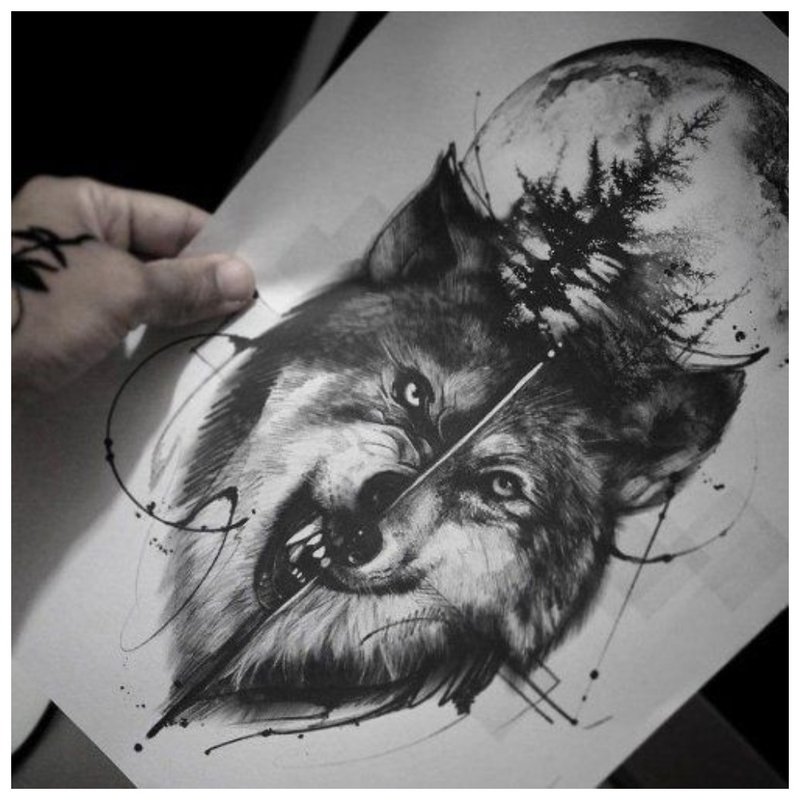 Wolf schets voor tattoo