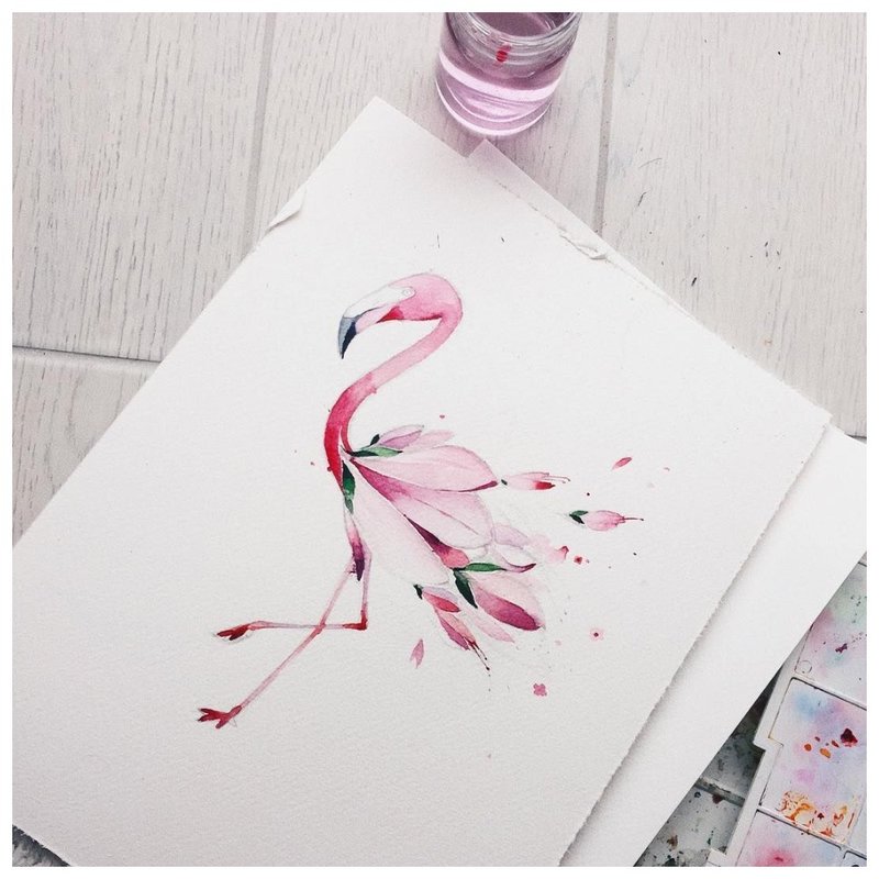 Schiță Flamingo pentru tatuaj acuarelă