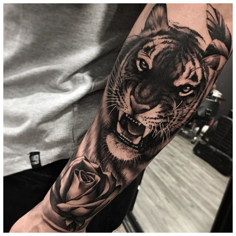 Tatouage animal sur l'avant-bras d'un homme